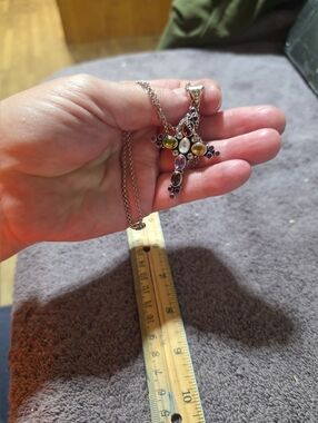 Nikki butler genuine gemstone, cross pendant in necklace